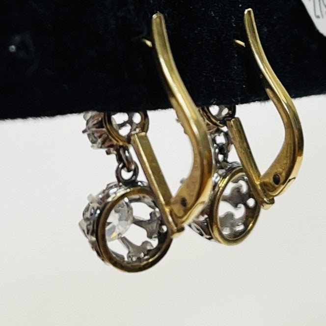 Boucles d'oreilles 2 ors avec diamants