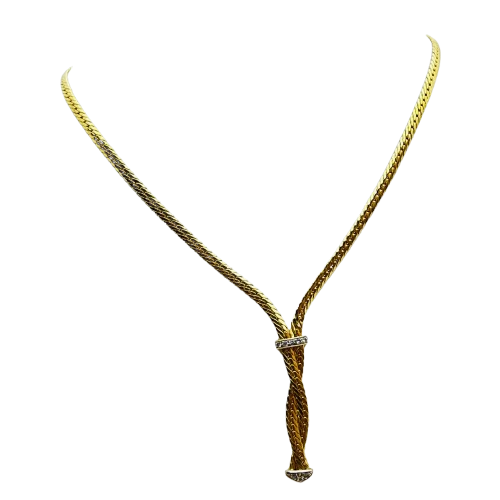 Collier cravate or avec diamants