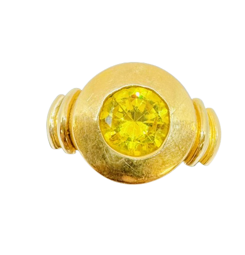 Bague Tank en Or Jaune 18 Carats avec Oxyde de Zirconium