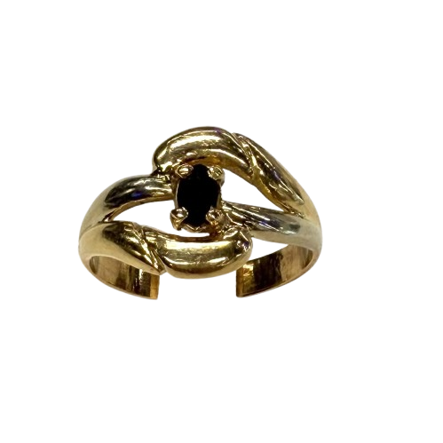 Bague en or jaune avec saphir naturel