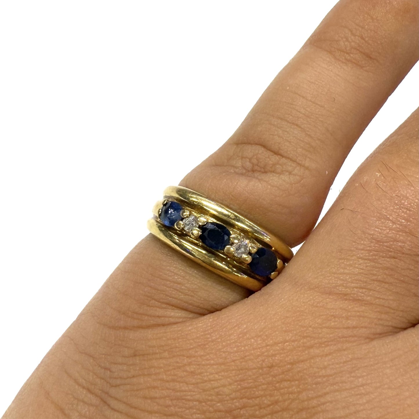 Bague Or Jaune Saphir Diamant