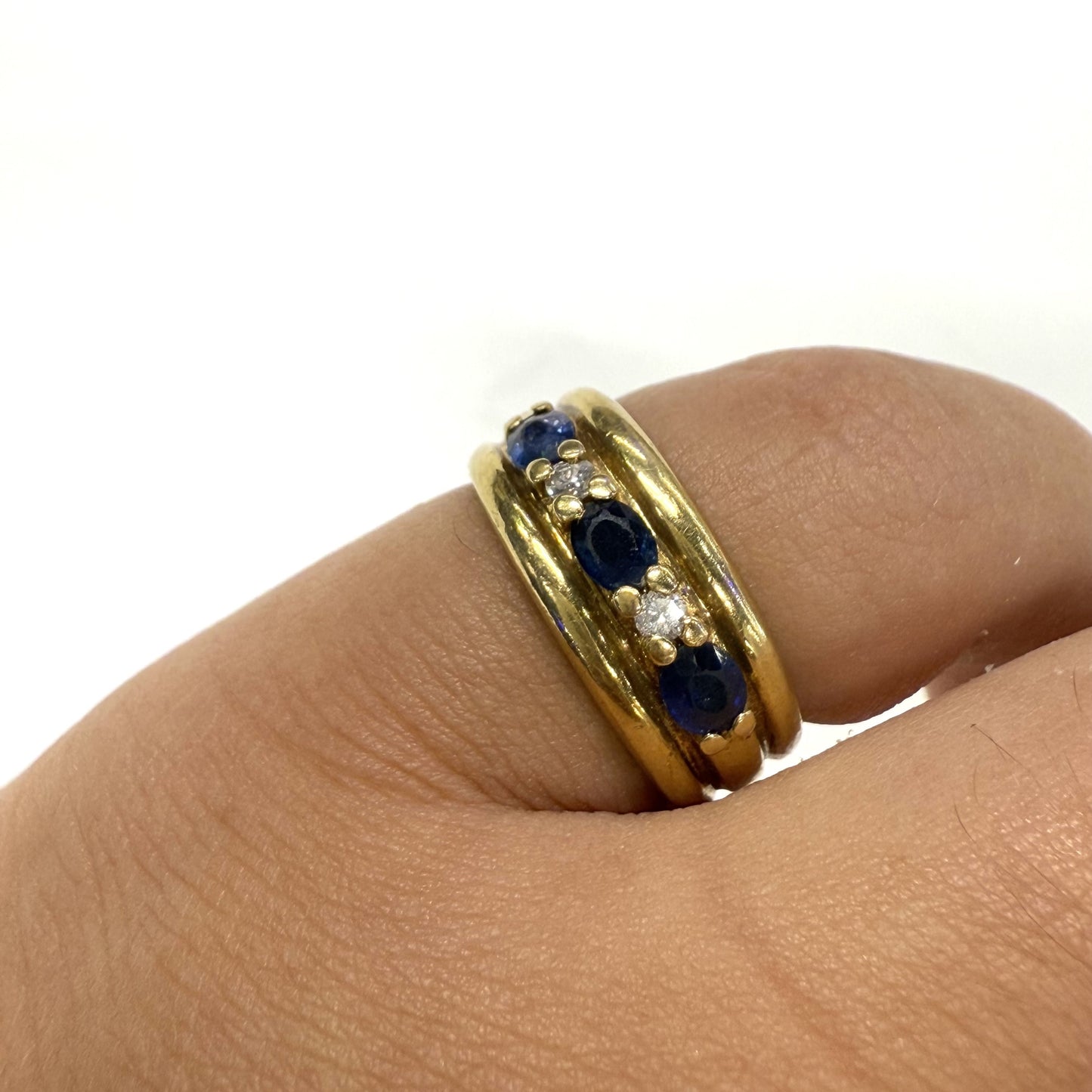 Bague Or Jaune Saphir Diamant