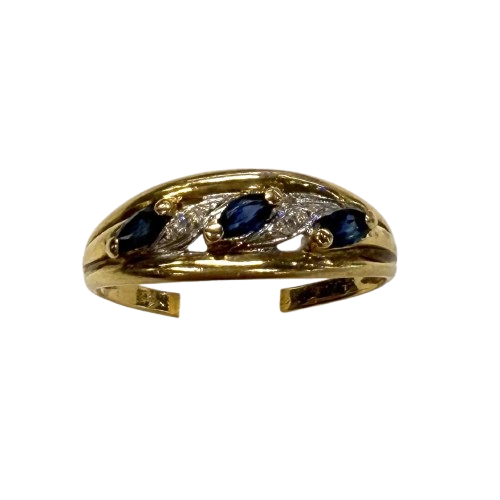 Bague Or Jaune avec Saphirs et Diamants