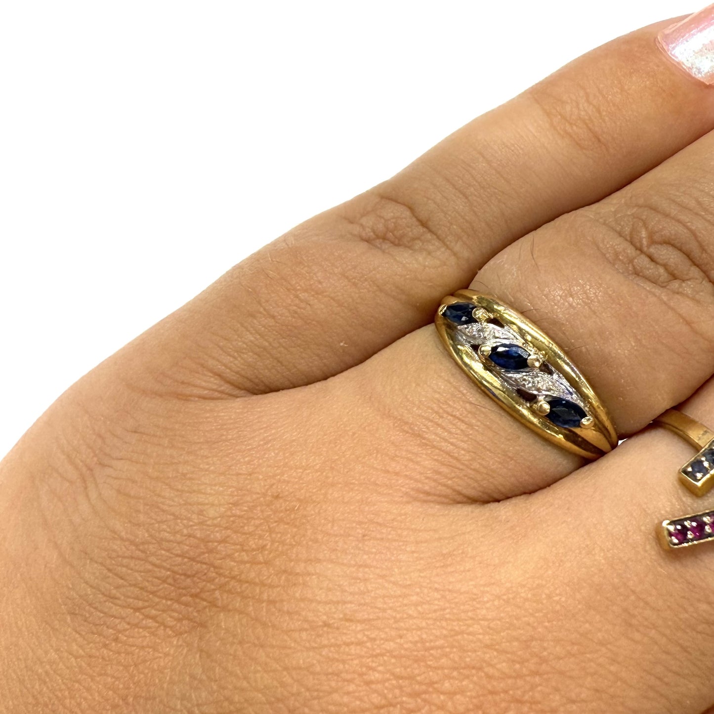 Bague Or Jaune avec Saphirs et Diamants