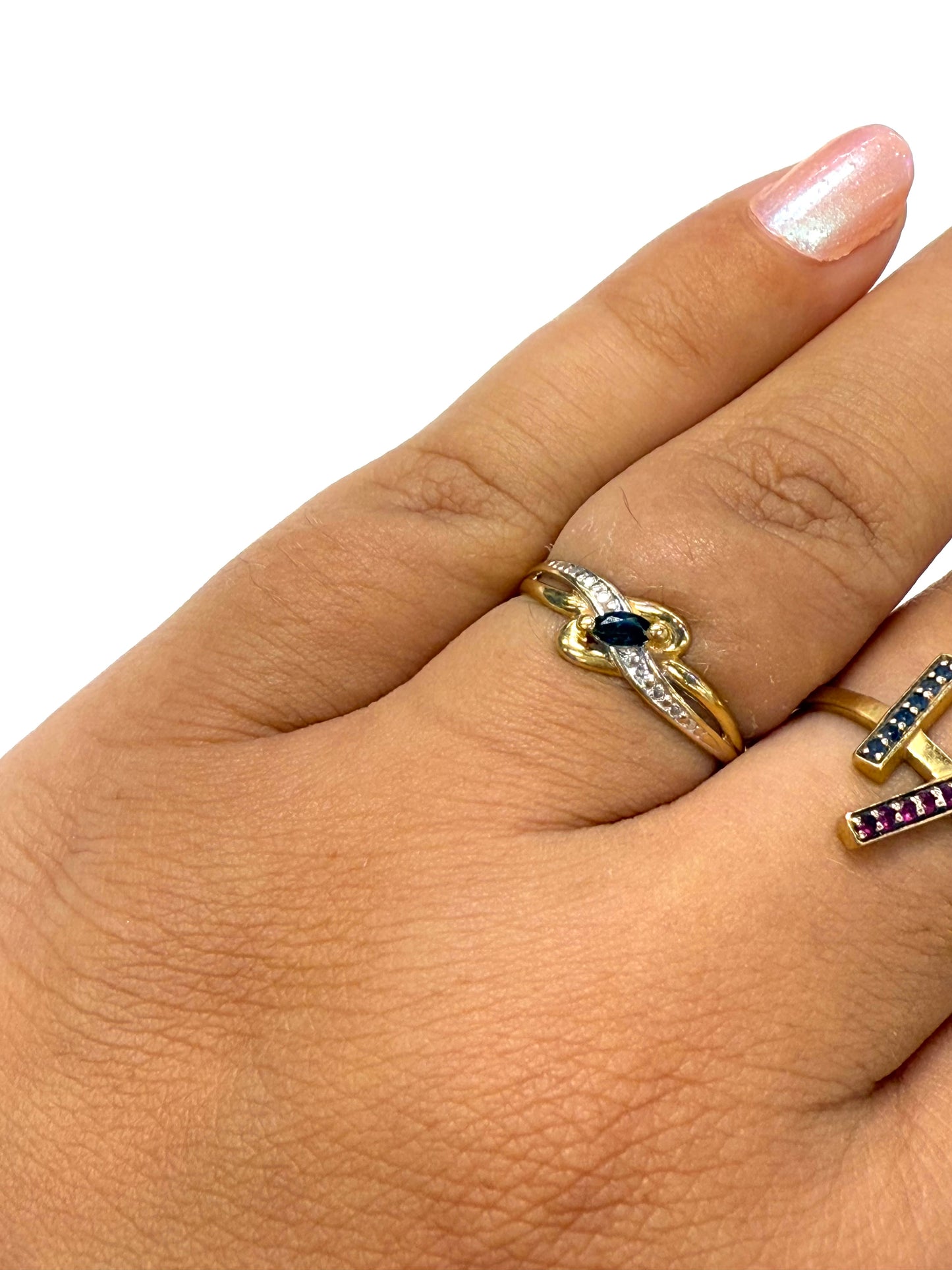 Bague 2 ors avec Saphir
