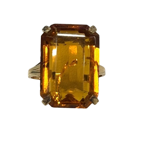 Bague Or Jaune 18k avec Citrine T.55
