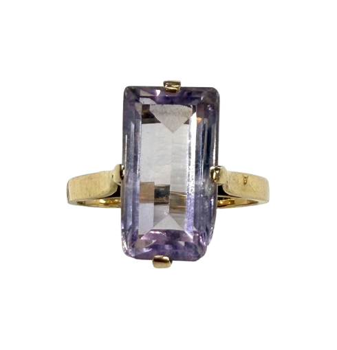 Bague en Or Jaune 18K et Améthyste T.52