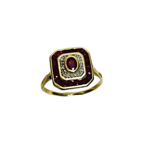 Bague or avec rubis et diamants
