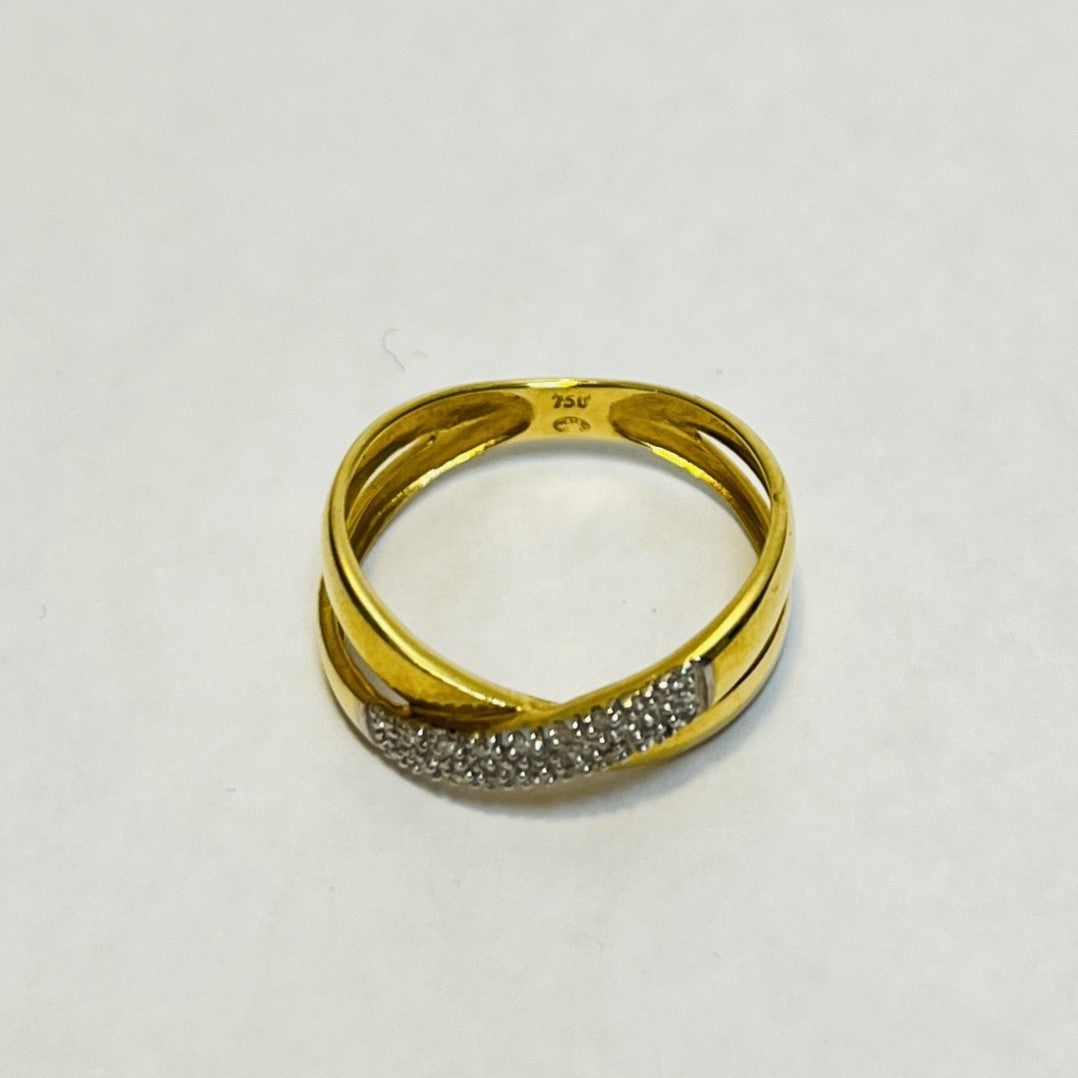 Bague croisée or avec éclats de diamants