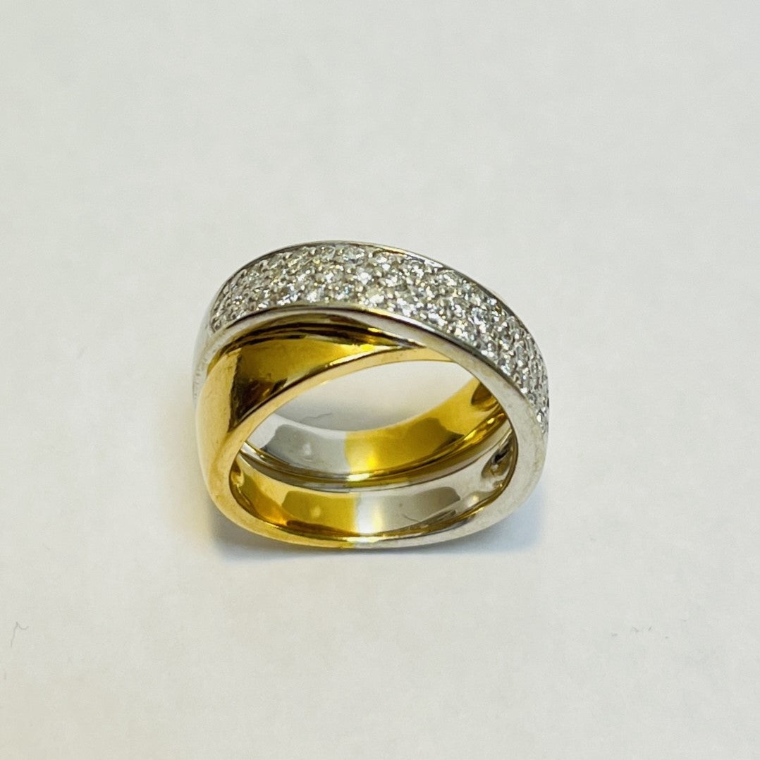 Bague 2 ors avec éclats de diamants