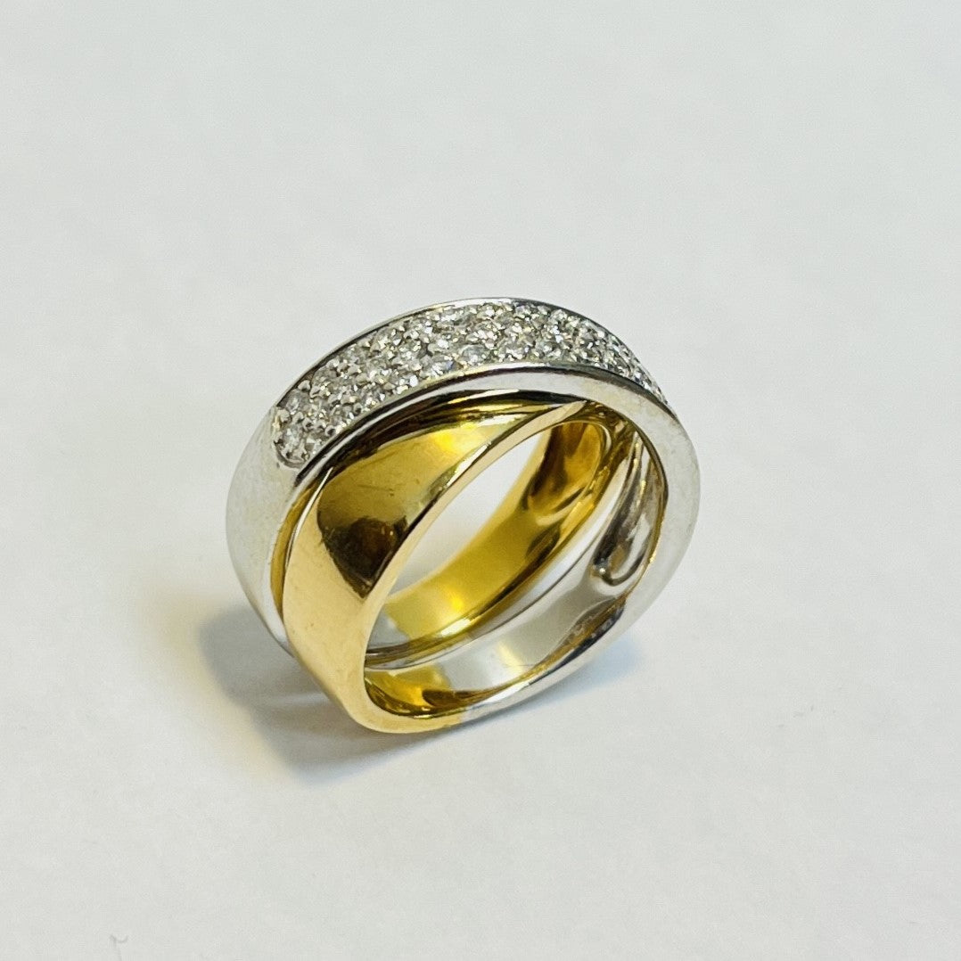 Bague 2 ors avec éclats de diamants