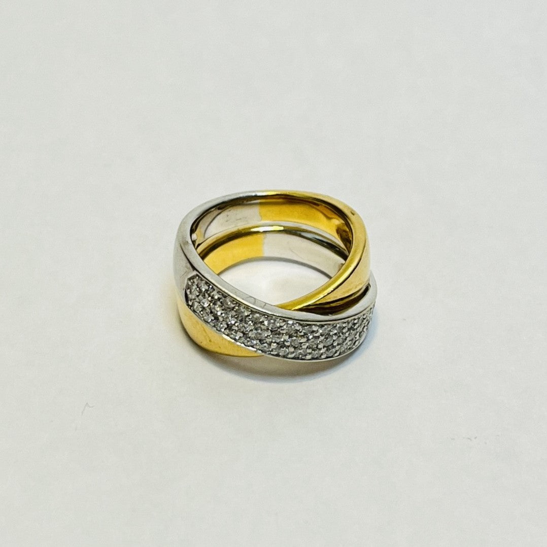 Bague 2 ors avec éclats de diamants