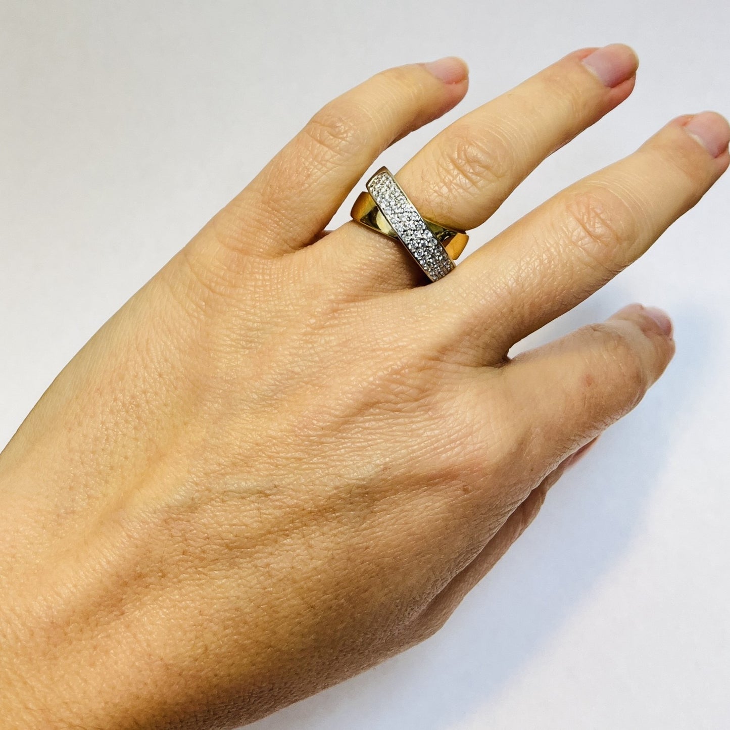 Bague 2 ors avec éclats de diamants