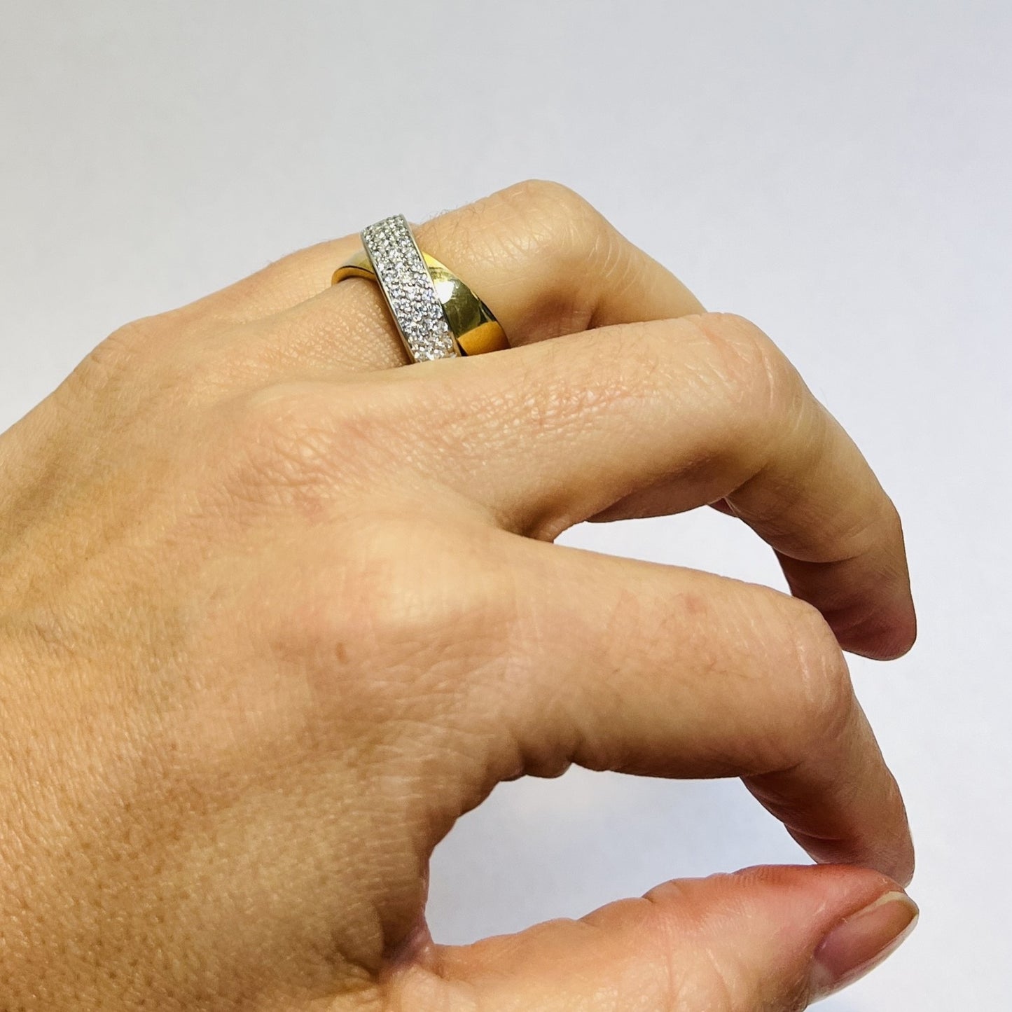 Bague 2 ors avec éclats de diamants