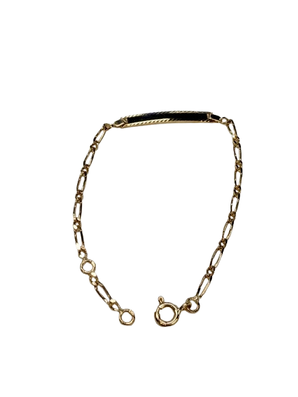 Bracelet Identité Enfant Or Jaune 18k - Gourmette Figaro