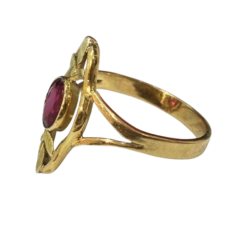 Bague Marquise Or avec grenat et améthyste