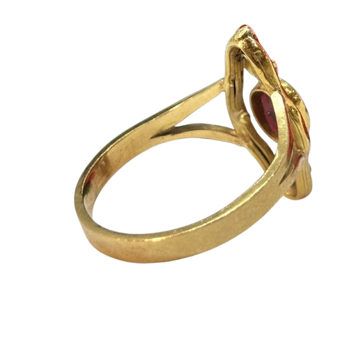 Bague Marquise Or avec grenat et améthyste