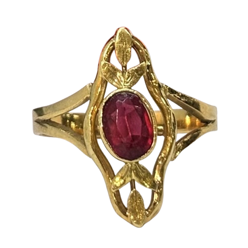 Bague Marquise Or avec grenat et améthyste