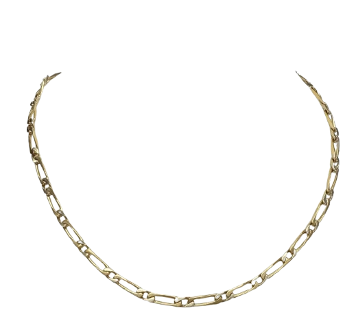 Collier Chaîne Figaro Or jaune et blanc 18k