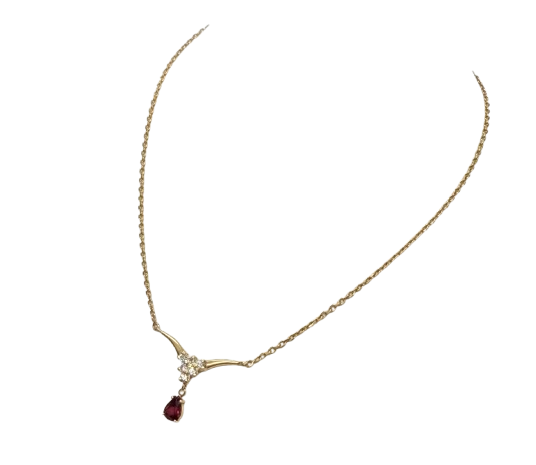 Collier Princesse Or Jaune Diamants et Rubis 18k