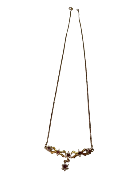 Collier Or Jaune avec Oxydes et pierres rouges
