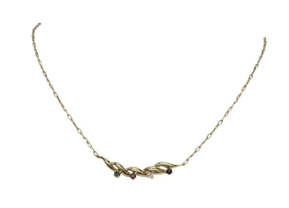 Collier Ras du Cou Or Jaune 18k avec Pierres Précieuses