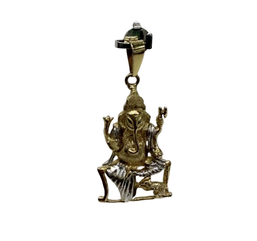 Pendentif Ganesh en Or jaune et blanc 18k