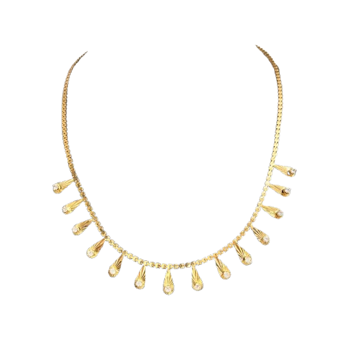 Collier Princesse en Or Jaune 18K avec 14 Pierres
