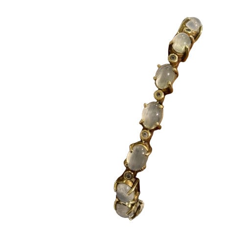 Bracelet Maillon en Or Jaune avec Pierres Précieuses