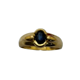 Bague en Or Jaune 18K avec Saphir T53