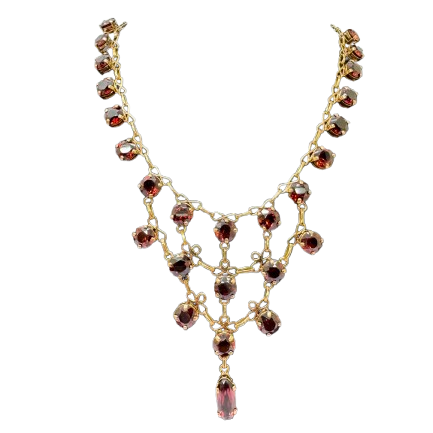 Collier Ras du Cou Or Jaune 18K et Grenats
