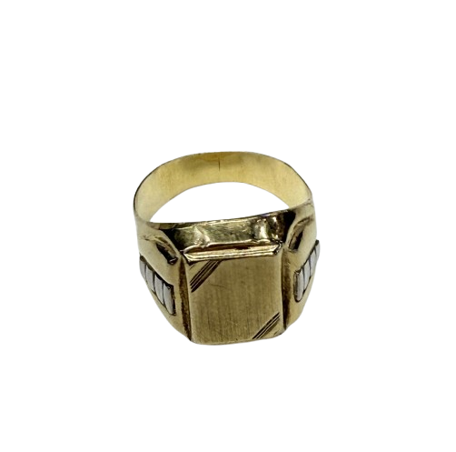 Chevalière en Or Jaune et Blanc 18k T61
