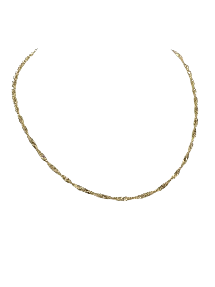 Collier torsadé en Or jaune 18k Lg 44cm