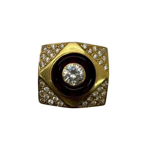 Bague Tank Or avec Zirconiums