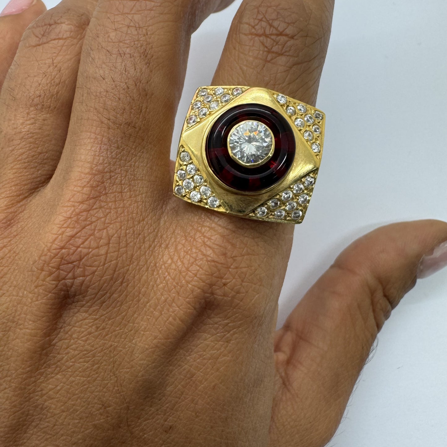 Bague Tank Or avec Zirconiums