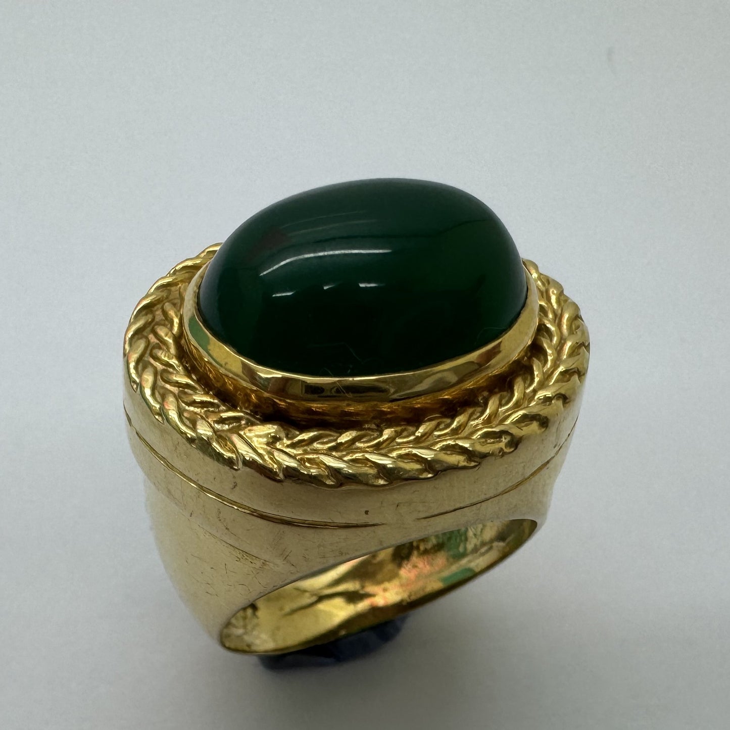 Chevalière en Or Jaune avec Chrysoprase