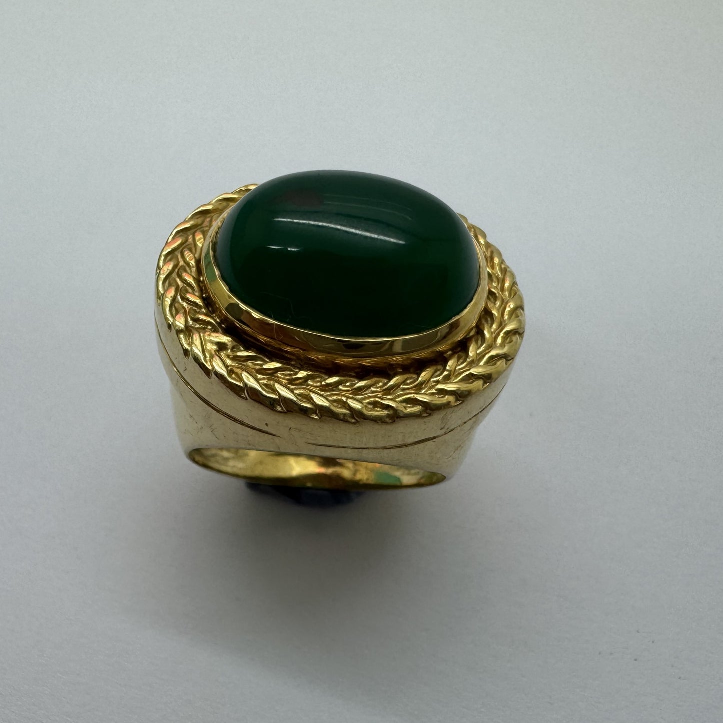 Chevalière en Or Jaune avec Chrysoprase