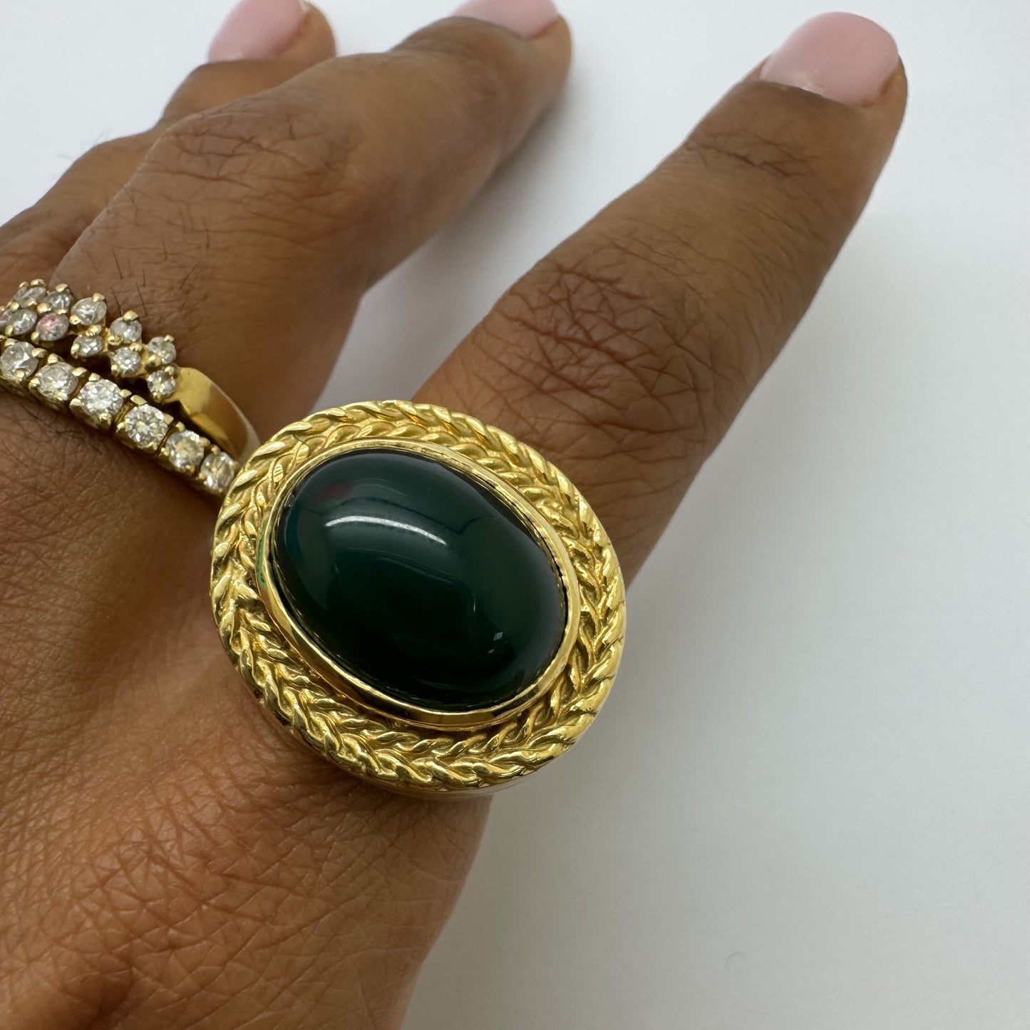 Chevalière en Or Jaune avec Chrysoprase