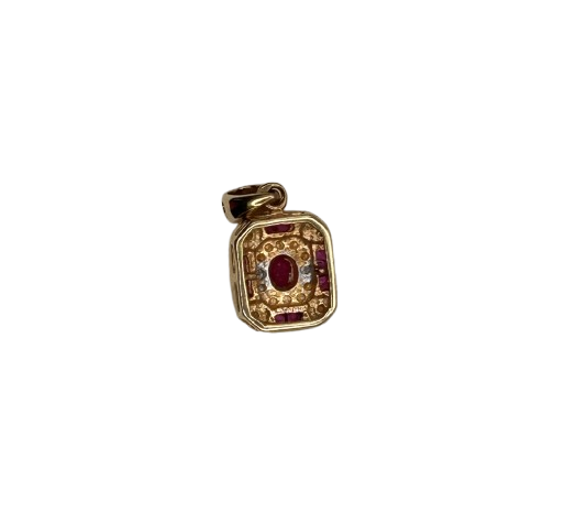 Pendentif Or Jaune 750/1000 avec Rubis et Diamants