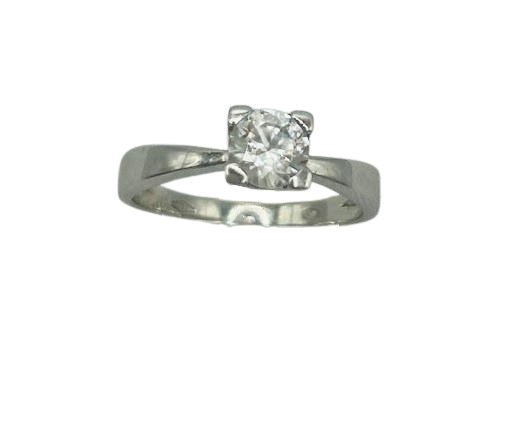 Solitaire en Or Blanc 18K et Pierre Scintillante