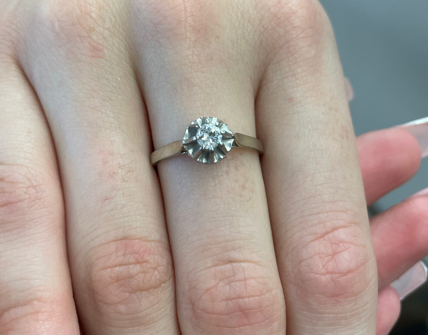 Bague Solitaireen Or Blanc 18K Taille-59