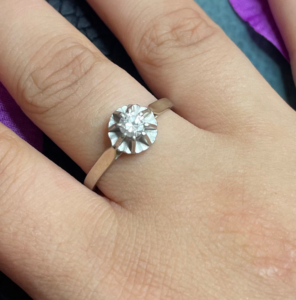 Bague Solitaireen Or Blanc 18K Taille-59