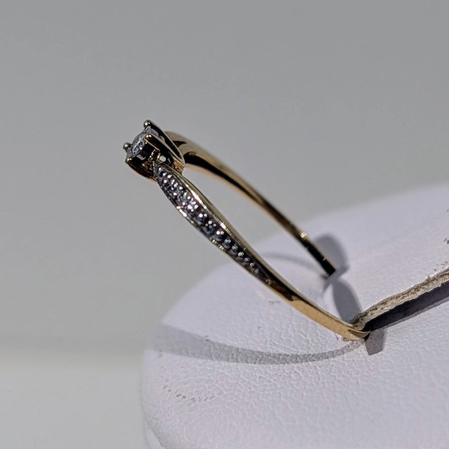 Bague 2 ors solitaire 0.1 0 ct