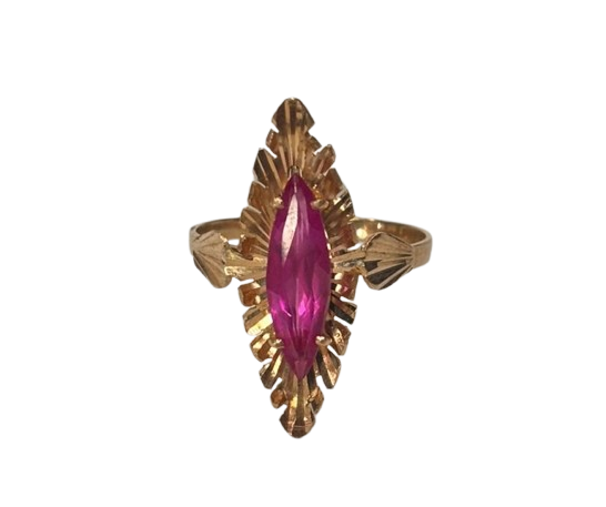 Bague Marquise en Or Jaune 18K Taille-52