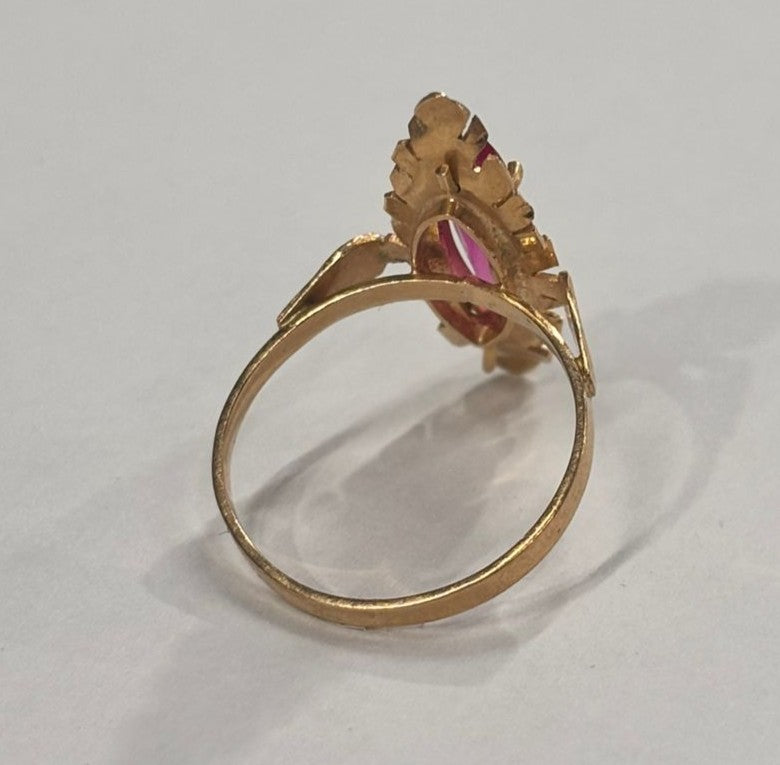 Bague Marquise en Or Jaune 18K Taille-52