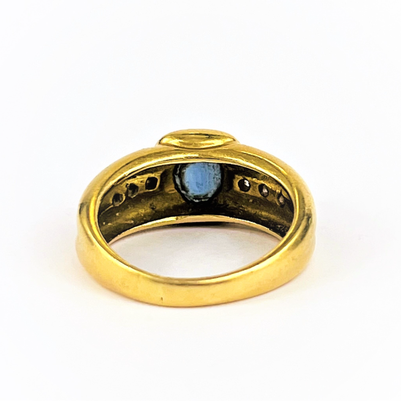 Bague Saphir et diamants 18K Or Jaune T55