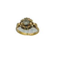 Bague en or jaune avec pierre centrale oxyde de zirconium