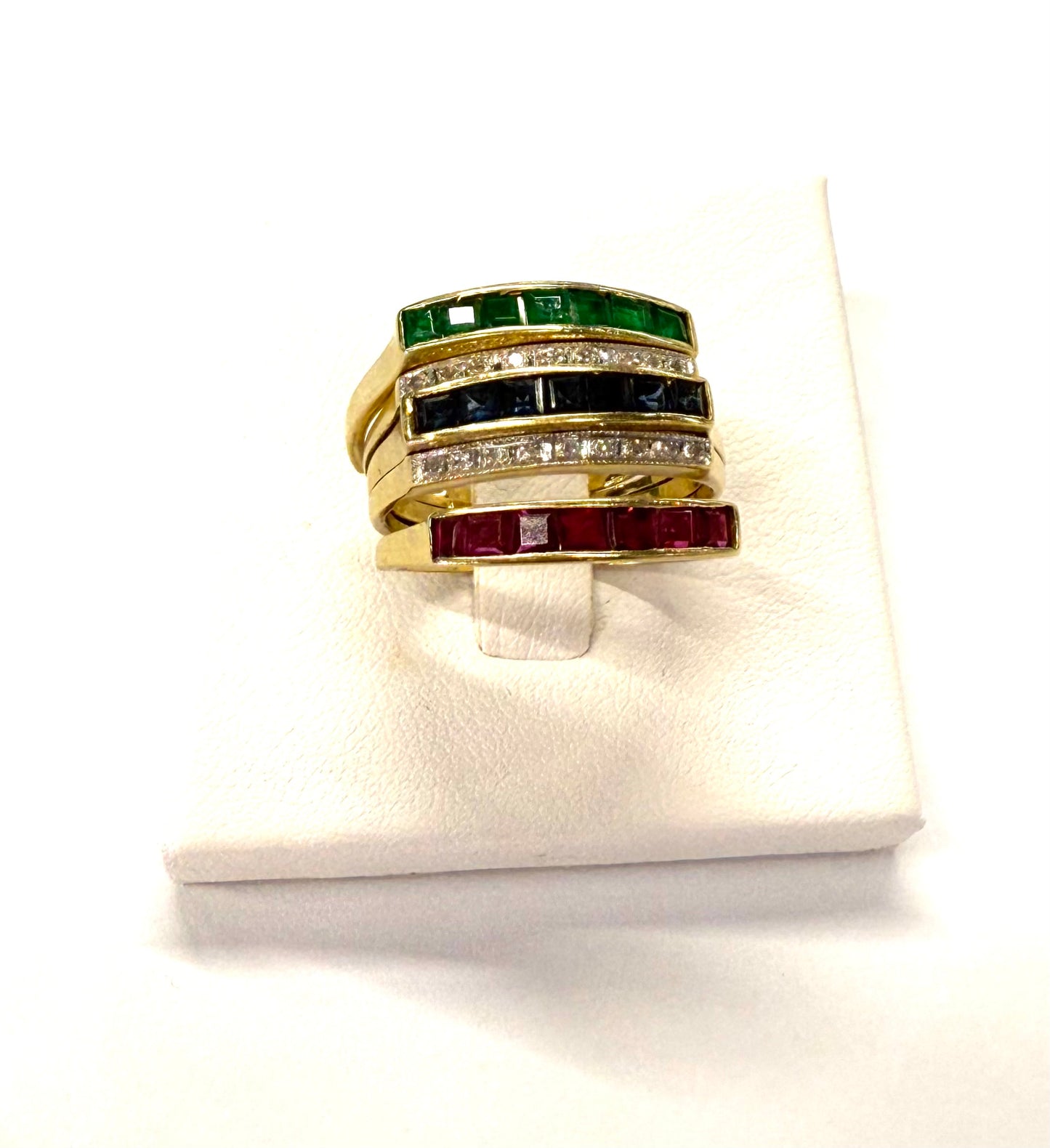 Bagues interchangeables diamants, émeraude, saphir, rubis en Or 18K