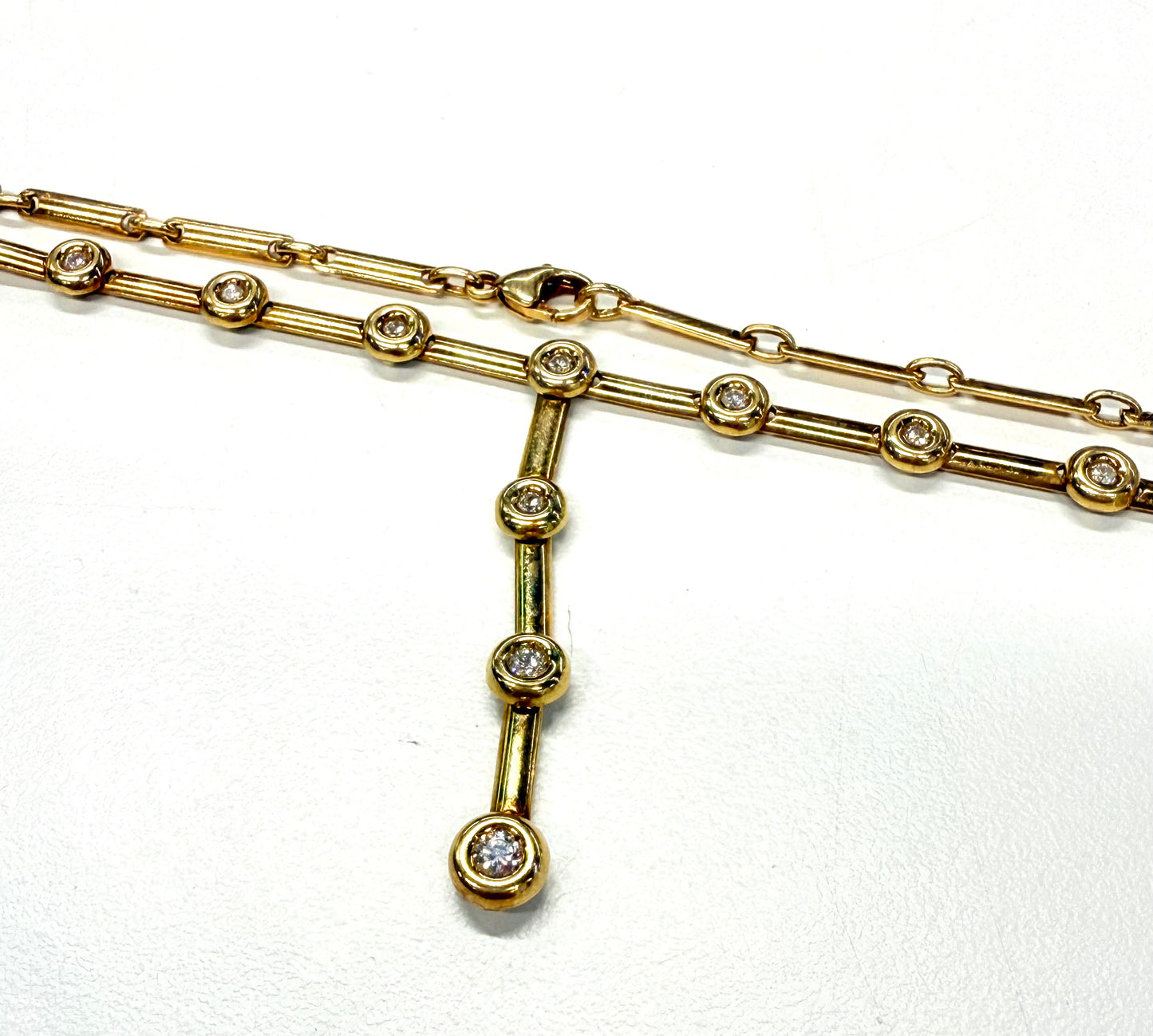 Collier Rivière Diamants Or Jaune 18K 10.86 Grs