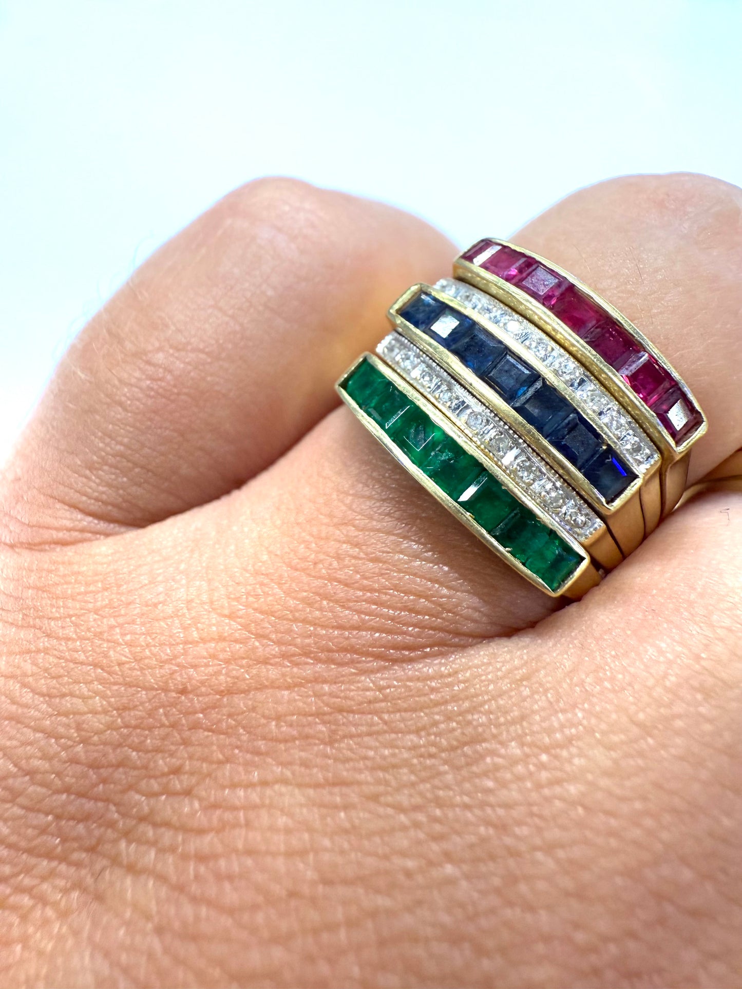 Bagues interchangeables diamants, émeraude, saphir, rubis en Or 18K